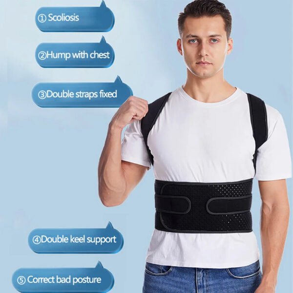 Adjustable Back Support Belt Breathable Back Posture Corrector Shoulder Lumbar Spine Support Back Protector Body Straightener SIZE M