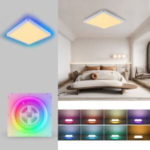 WiFi Smart Ceiling Light With Tuya APP/Alexa/Google RGB Dimmable Indoor LED Ceiling Lights Sync With Music Remote Control Voice Control Type Square