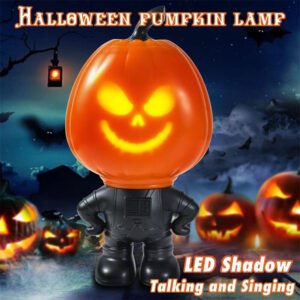 Halloween Pumpkin Projection Lamp Night Light Gift Ornament Pumpkin Statue for Centerpieces Bookshelf Bedroom Office Living Room Color Orange