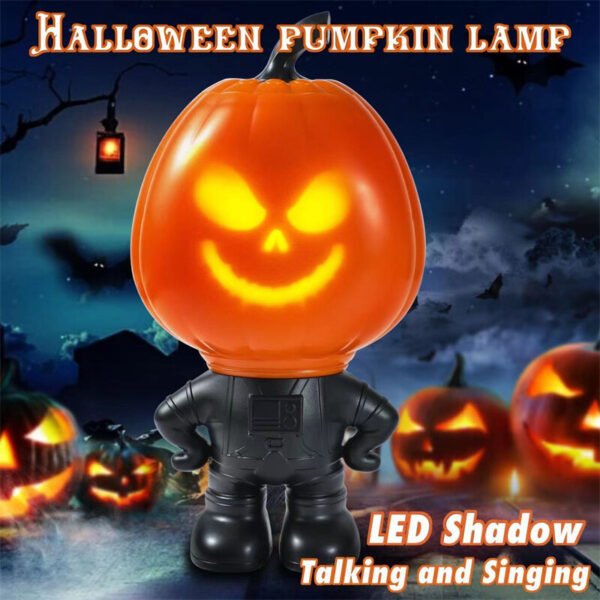 Halloween Pumpkin Projection Lamp Night Light Gift Ornament Pumpkin Statue for Centerpieces Bookshelf Bedroom Office Living Room Color Orange