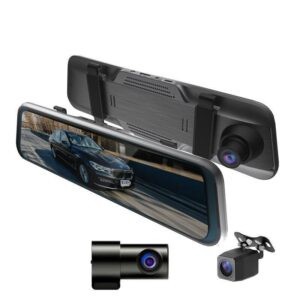 9.66 Inch Three-Lens Car Driving Recorder Rearview Mirror Wifi High-Definition 1080P Reversing Image Full-Screen Touch Three-Recorder Color Black