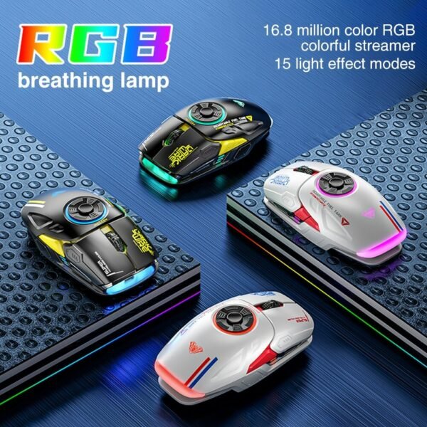 AULA H530 Wireless Duel Mode Mouse Decompress Charging Gyro Mouse Rotating Esports Gaming RGB Mouse Color Black