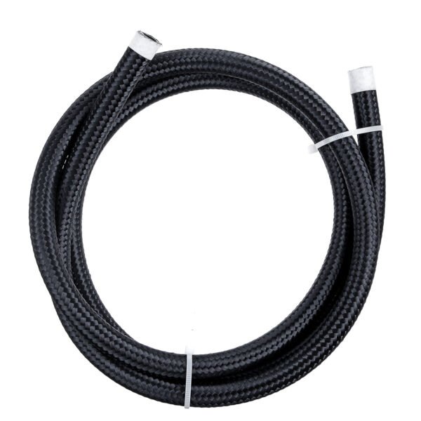 5FT AN4/AN6/AN8/AN10 Car Fuel Hose Oil Gas Line Nylon Stainless Steel Braided Black Type AN8