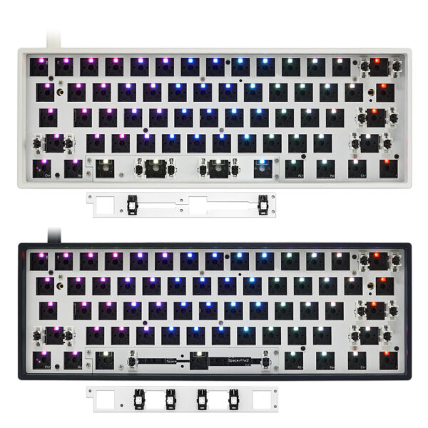 SKYLOONG GK61X GK61XS Keyboard Kit Hot Swappable 60% RGB Wired bluetooth Dual Mode PCB Mounting Plate Case Keyboard Customized Kit Version Wired Color Black