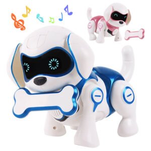 Induction Toy Dog Remote Control Cute Robotic Puppy Early Education Intelligent Robot Pet Interactive Program Dancing Walking Robot Children Pet Toy Color Blue