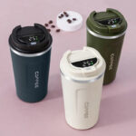 510ml Thermos Coffee Mug Stainless Steel Coffee Cup Temperature Display Vacuum Flask Thermal Tumbler Insulated Cup Water Bottle Color Black