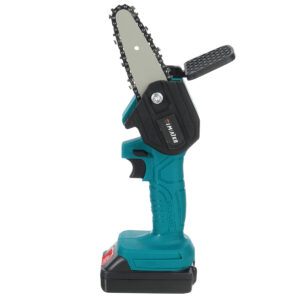 4In Mini Cordless Rechargeable Electric Chainsaw One-Hand Chain Saws Woodworking Cutting Tool W/ 1 or 2pcsch Pruning Cutter Color A Dark blue Battery & Plug 1 Battery & EU Plug