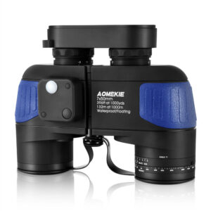 [EU Direct] AOMEKIE Binoculars for Adults 7X50 Marine Binoculars Waterproof with Illuminated Rangefinder Compass Prism Lens IPX7 Binoculars for Boating Military Navigation Fishing Water Sports AO3002 Color Black+Blue