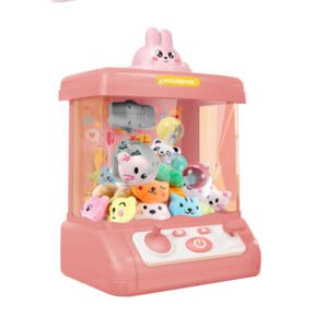 Children Small Mini DIY Electric Clawing Machine Clip Clamping Doll Catcher Claw Twist Egg Lighting Music Sound Game Console Gift Toys Limited Time Mode Color Pink