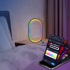 WIFI Smart LED Desktop Ambient Night Light RGBIC USB Desk Lamp with App Dimmable Color Change for Bedroom Game Room Study Color White