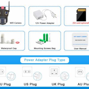US Plug 12V Power Adapter for 8K HD 16MP 10X Zoom WiFi IP Camera