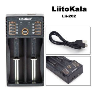 LiitoKala Lii-202 18650 Battery Smart Charger Lii202 For 18650, 18490, 18350, 17670, 17500, 16340(RCR123), 14500, 10440 Rechargeable Battery Charger