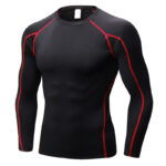 Pro Mens Compression Tight Long Sleeve Shirts Fitness Training Tops Activewear Color. Wine Red