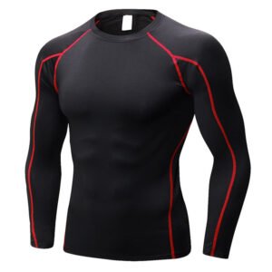 Pro Mens Compression Tight Long Sleeve Shirts Fitness Training Tops Activewear Color. Wine Red