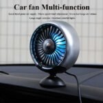 5V USB Car Fan 3 Speed Adjustment Air Cooling Colorful Light 360 Rotation Multi-function Center Console Mini Cooler Color Black