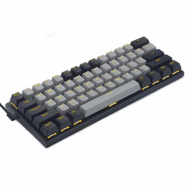 E-YOOSO Z-11 61 Keys Wired Mechanical Gaming Keyboard Hot Swappable Blue/Red Switch Type-C Detachable Wired Cable 60% Layout Gaming Keyboard Switch Blue Switch Color Black/Grey+Monocolour Light