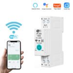 Smart WiFi Circuit Breaker with Remote Control Voice Activation Adjustable Over Current Protection Energy Metering Easy Installation for Efficient Home Power Management
