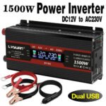 [EU Direct] Lvyuan DC 12V to 230V 500W(1500W Peak) Power Inverter AC Car Converter Inverter with 12V Lighter with 2 USB LCD Display Portable Outdoor Power Bank Inverter, EU Plug