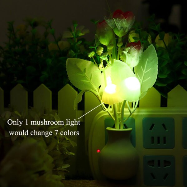 Romantic Flower Mushroom LED Night Light Sensor Baby Bed Lamp Decor US Plug Type A