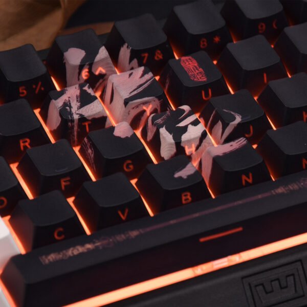 [Black Myth: WoKong] 130 Keys PBT Keycap Set Cherry Profile Five-sided Sublimation Ergonomics Custom Keycaps for Mechanical Keyboards Color Black