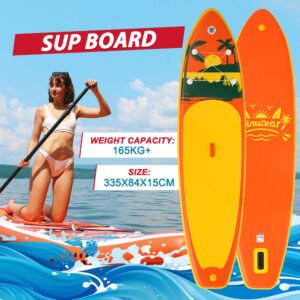 [EU Direct] FunWater 335cm Large Size Inflatable Stand Up Paddle Board Surfboard Complete Paddleboard Accessories Adjustable Paddle, Pump, ISUP Travel Backpack, Leash, Adult Paddle Board, SUPFW31B Model SUPFW31B