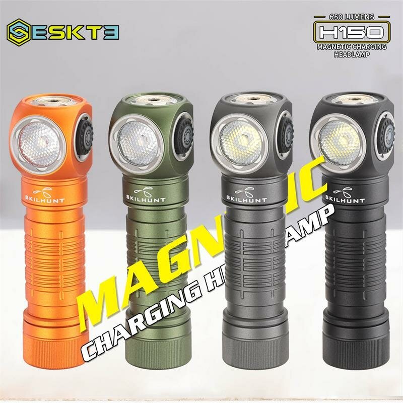 7bd7e8a9-e14e-4a8a-a6fc-57c7a201e43b.jpg SKILHUNT H150 Black 650LM EDC LED Flashlight AA 14500 Battery Mini LED Torch USB Magnetic Charging LED Headlamp Mini Flashlight Design For Outdoor Cool White Color Black