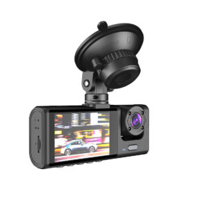 S1 2 Inch Dash Cam 3-way HD 1080P Three-lens Parking Monitor with Night Vision Car DVR Color Black