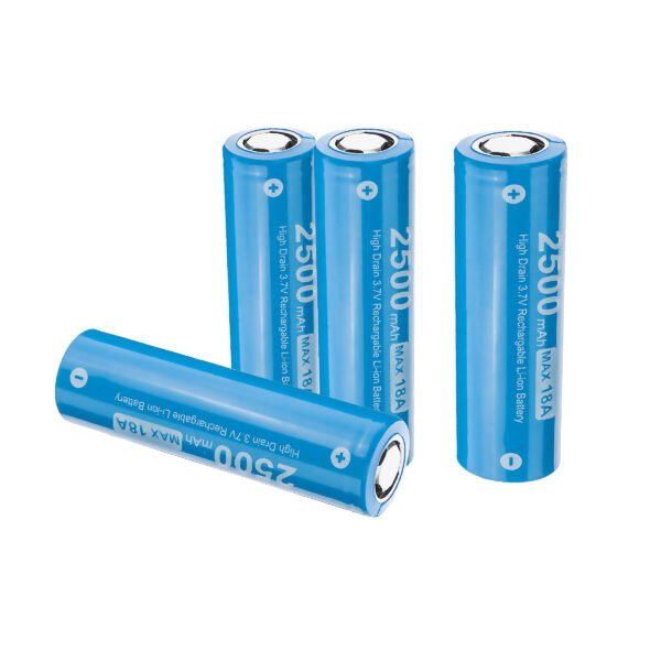 4Pcs Astrolux E1825 18A 2500mAh 3.7V 18650 Li-ion Battery Unprotected High Drain Rechargeable Lithium Power Cell For Astrolux Nitecore Lumintop Fenix Olight Flashlights RC Toys Home Tools