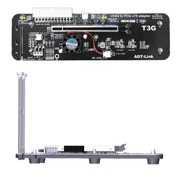 ADT-Link UT3G External Graphics Cards Dock USB4 to PCI-E 4.0 x16 eGPU Adapter Thunderbolt3/4 for NUC ITX STX Notebook Laptop PC Color Black