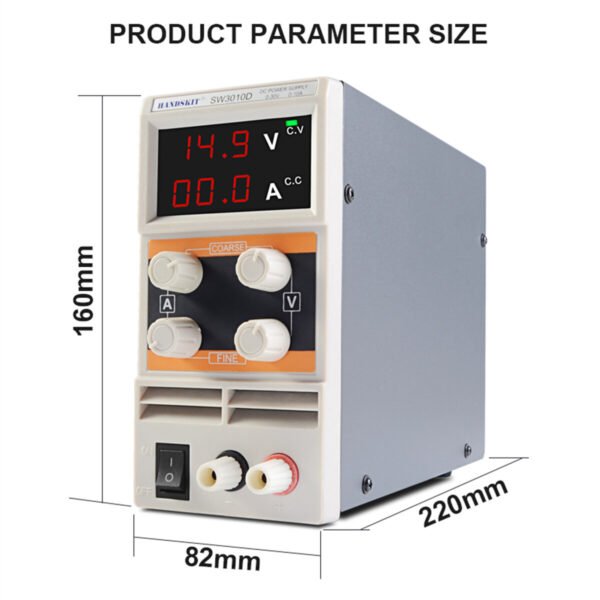 [EU Direct] HANDSKIT SW3010DF Adjustable DC Power Supply 0-30V 0~10A Universal 220V Precision 4-Digit Display Best for Labs and Workshops