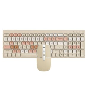 BK100 Wireless Keyboard and Mouse Set Bluetooth 2.4GHz Type C Rechargeable Mini Silent Pc Slim Office Gaming Keyboard Kit Color Coffee