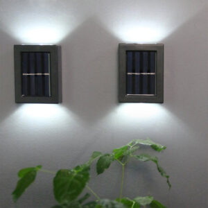 2Pcs Solar Wall Lamp Outdoor Garden Household Waterproof Wall Light Up And Down Garden Decorative Wall Lamp Illumination Light Color White Light