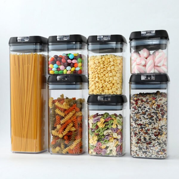 Air-Tight Food Storage Container for Cereals Easy Lock Sealed Jar Plastic Transparent Milk Powder Grains Candy Kitchen Organizer