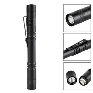 BIKIGHT Portable Led Flashlight Pen Ultralight Repair Checking Mini Pocket Torch With Clip Power by AAA Battery For Camping Hiking Emergency Lighting Size S