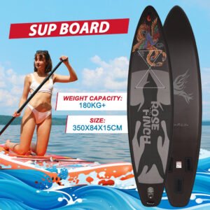 [EU Direct] FunWater 350cm Large Size Inflatable Stand Up Paddle Board Surfboard Complete Paddleboard Accessories Adjustable Paddle, Pump, ISUP Travel Backpack, Leash, Adult Paddle Board SUPFR17T Model SUPFR17T