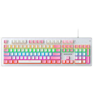 AIGUOX GK803 104 Keys Wired Mechanical Gaming Keyboard Pudding Keycaps Blue Switch RGB USB Wired Keyboards for PC Computer Laptop Color Black