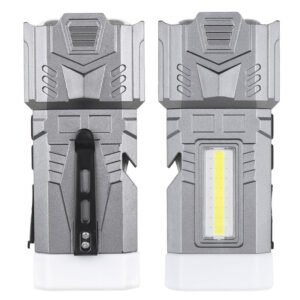 LED+COB Multifunctional Strong Flashlight 1800mAh Type-C Charging Repair Light Emergency Rope Snipper Window Breaker Zoomable Camping Lamp Magnetic Flashlight for Camping, Hunting, Fishing, Climbing