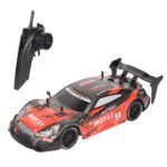 1/14 2.4G 4WD Drift RC Car High Speed LED Light On-Road Racing Remote Control Vehicles Models Multi Player Competiton Toys Color Red Two Battery