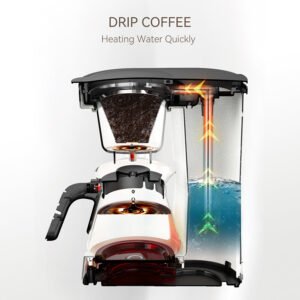 [EU Direct] HiBREW H12 3 in 1 America Drip Coffee Machine 750ML Pour Over Coffee Maker Glass Teapot Hot Tea Maker