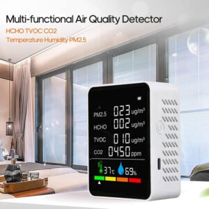 6 In1 CO2 Meter Air Quality Detector CO2 Tester Carbon Dioxide PM2.5 TVOC HCHO Value Temperature Humidity Tester