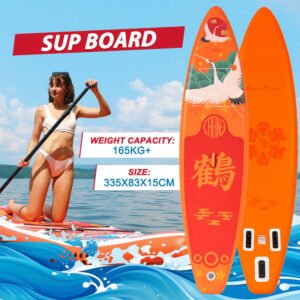 [EU Direct] FunWater 335cm Inflatable Stand Up Paddle Board Surfboard 335x83x15CM Maximum Load 165KG+Complete Paddleboard Accessories Adjustable Paddle, Pump, ISUP Travel Backpack, Leash, Waterproof Bag, Adult Paddle Board, SUPFR17D