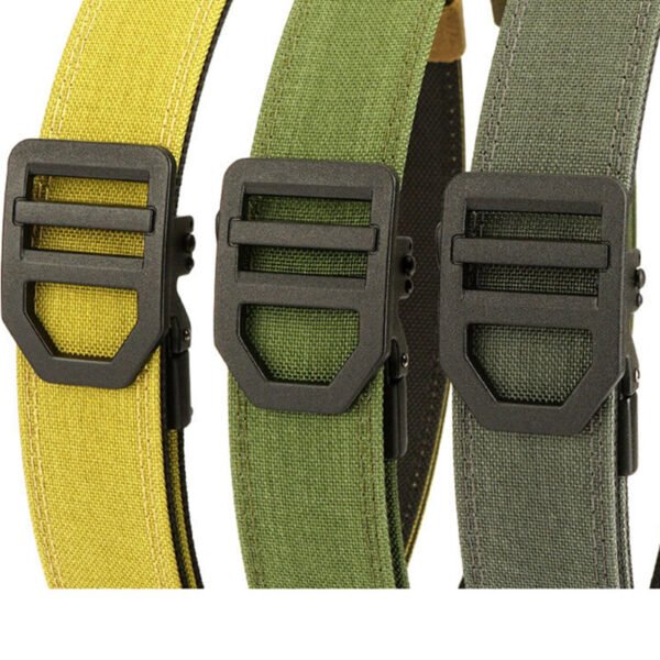 TUSHI 120cm Length Fashion Automatic Buckle Military Tactical Belt Thick Canvas Webbing Outdoor Shooting Waistband for Men Camping Hiking Color Black