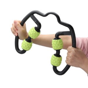 U-shape Muscle Roller Flexible Trigger Point Massage for Arm Leg Neck Muscle Fitness Yoga with Roller Stick Color Green