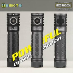 SKILHUNT ESTKE EC200S XP-G4 + NiCHIA 519A 6500K + 3000K 2100+570 Lumens Dual Channel USB-C Rechargeable Powerful EDC Flashlight Power by 18650 High CRI Warm White Light IPX8 Waterproof Color Black