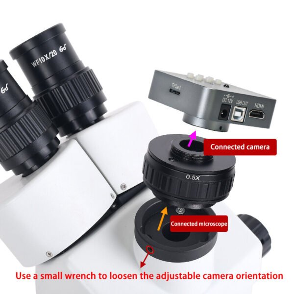 0.35X 0.5X C mount Lens Adapter Focus Adjustable Camera Installation C mount Adapter to New Type Trinocular Stereo microscope Lens 0.5X