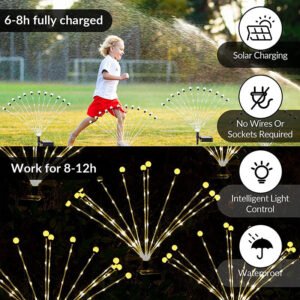 Solar LED Light Garden Decor Firework Light Solar Fireflies Light Garden Lights Christmas Decoration 2023 Solar Light Outdoor Quantity 1pc Light Color Warm White