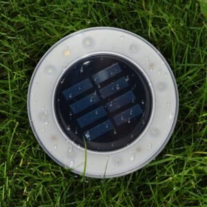 Solar Powered 8 LED Buried Lamp Round Underground Light Waterproof Outdoor Pathway Garden Yard Lawn Color. Warm White