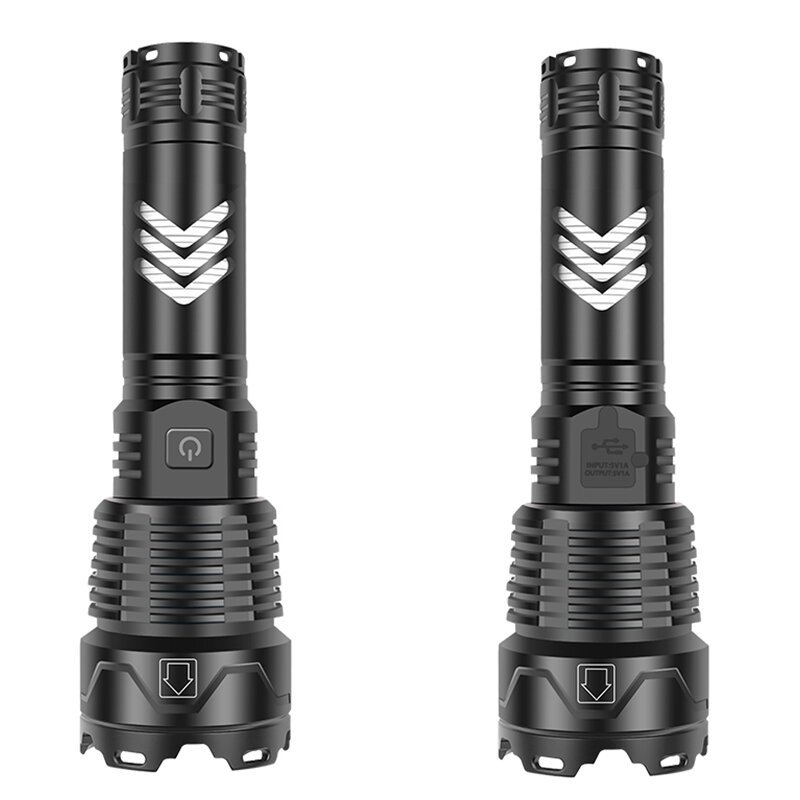 9ba687ab-da27-4c3a-b1d5-b87676b8b863.jpg Type-C USB Rechargeable Super Bright XHP70 LED Flashlight Multi-Use Torch Rechargeable Telescopic Zoom Flashlight Outdoor Emergency Torch Work Light for Camping