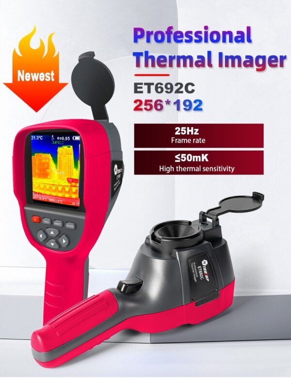 AV TOOLTOP ET692C Professional Thermal Imager High Sensitivity 3.2 Inch Screen 256x192 Infrared Resolution -20 to +550 Auto Temperature Tracking Thermal Camera Color. Red