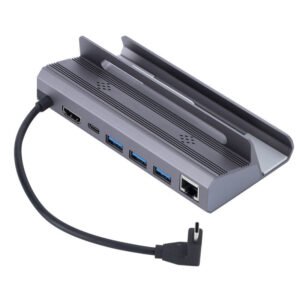 MnnWuu 6 In 1 Steam Deck Docking Station 3*USB 3.0 4K@60Hz HDMI-compatible PD100W USB-C Gigabit Ethernet Multiports Hub for PC Compurer Printer Mouse Keyboard